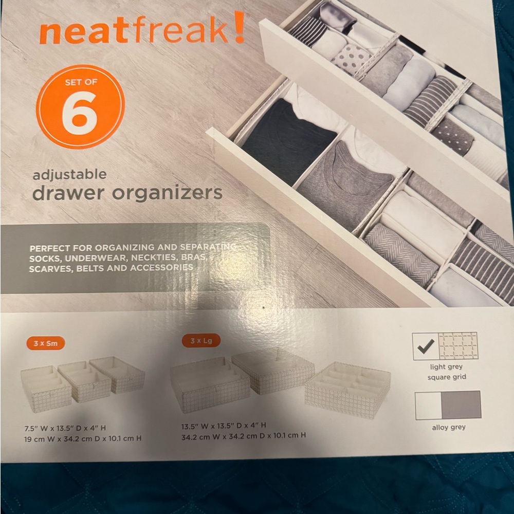 Alloy Gray Adjustable Drawer Organizers - Set of 6